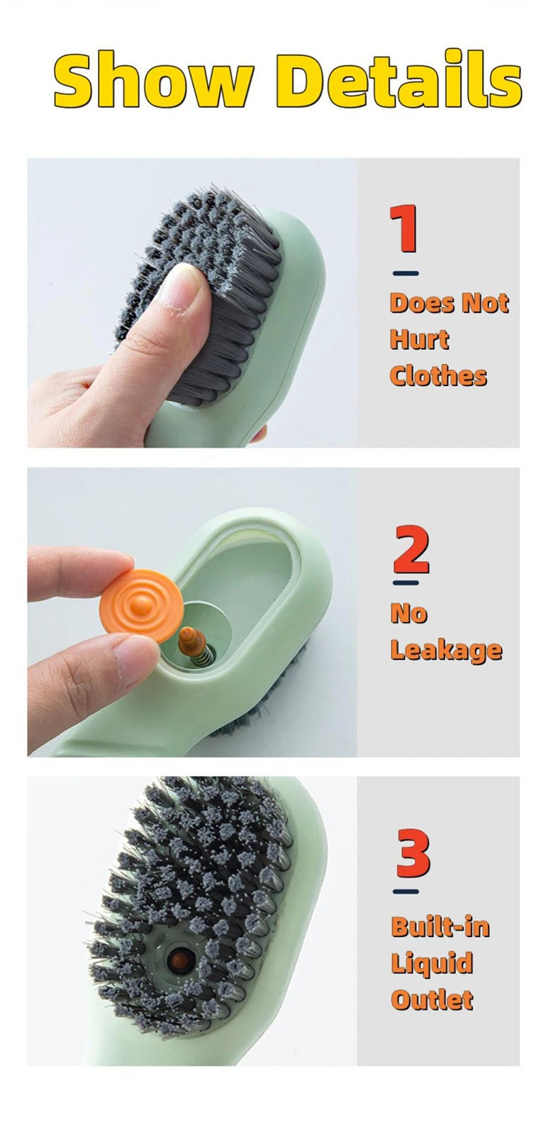 Cleaning Brush Soft Bristled Liquid Shoe Brush Long Handle Brush Clothes Brush Shoe Clothing Board Brush Household Cleaning Tool