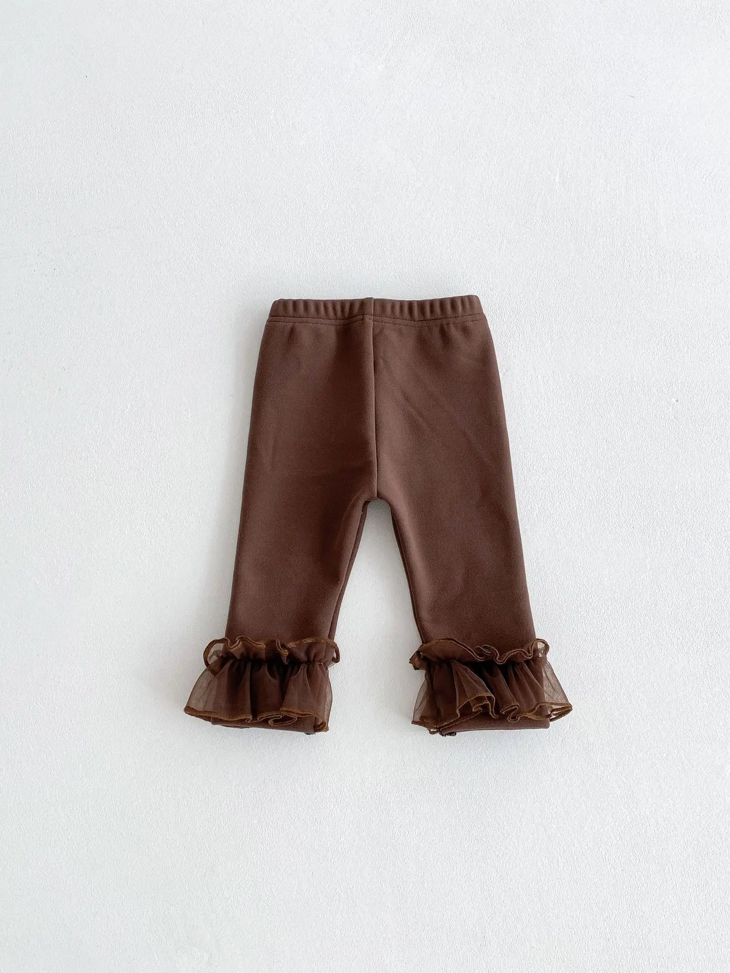 Winter Baby Girl Clothes Fleece Lined Warm Pants with Lace Ruffles Cute Toddler Girl Trousers 0-3Y Kids Casual Outerwear Pants