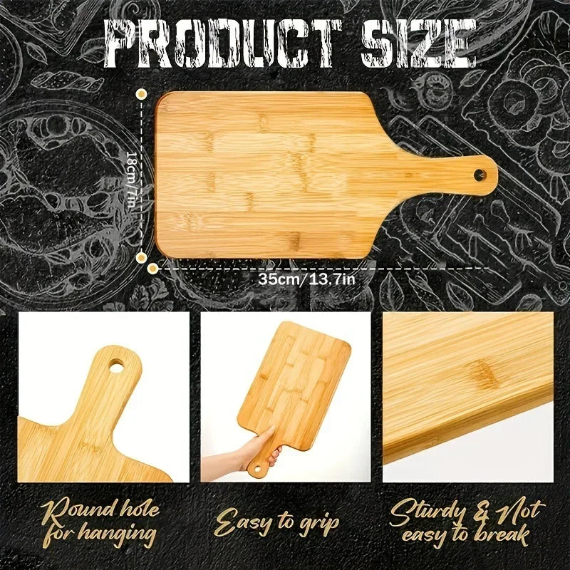 Bamboo Cutting Board with Handle Large Wooden Serving Board Kitchen Chopping Boards Charcuterie Board for Pizza Vegetables Meat