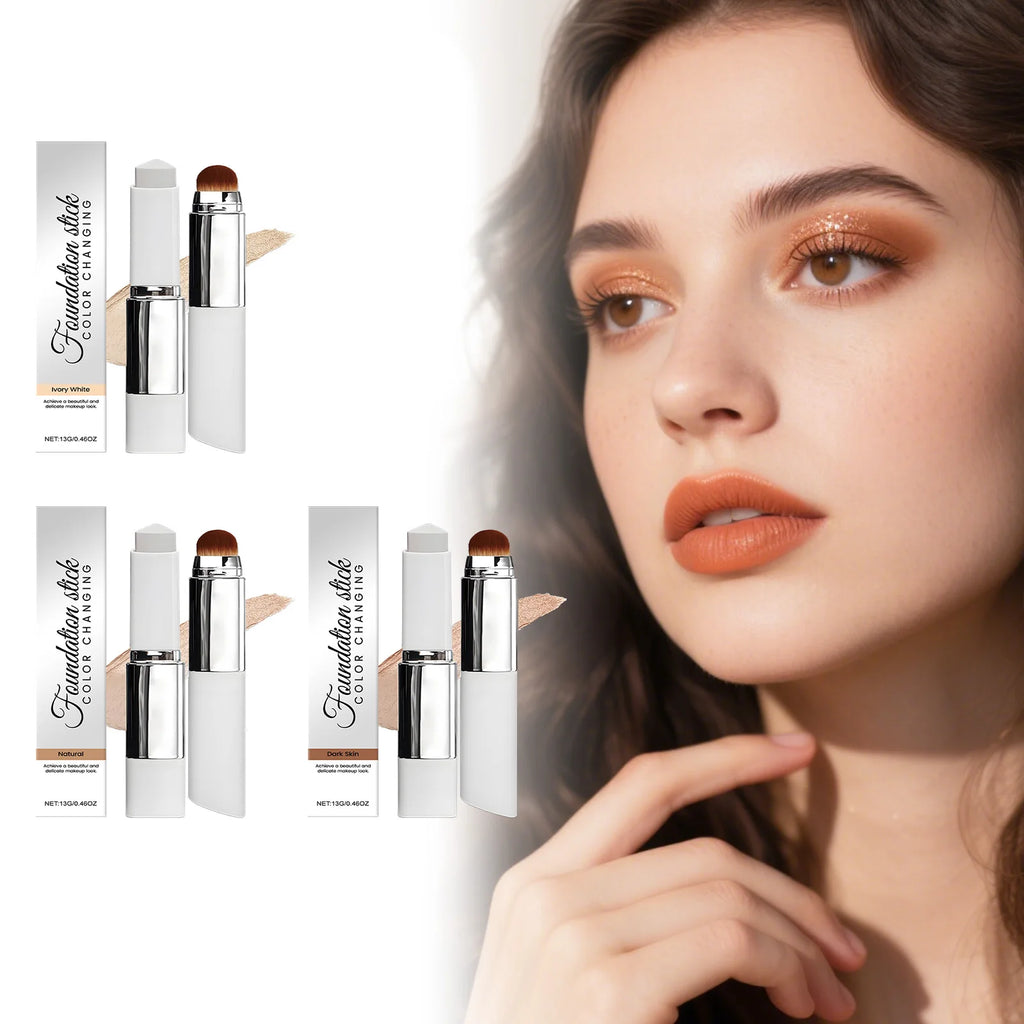 Foundation Make-Up Stick Double Head with Brush 3 Colors Lightweight Moisturizing Brighten Matte Concealer 2IN1 Foundation Stick