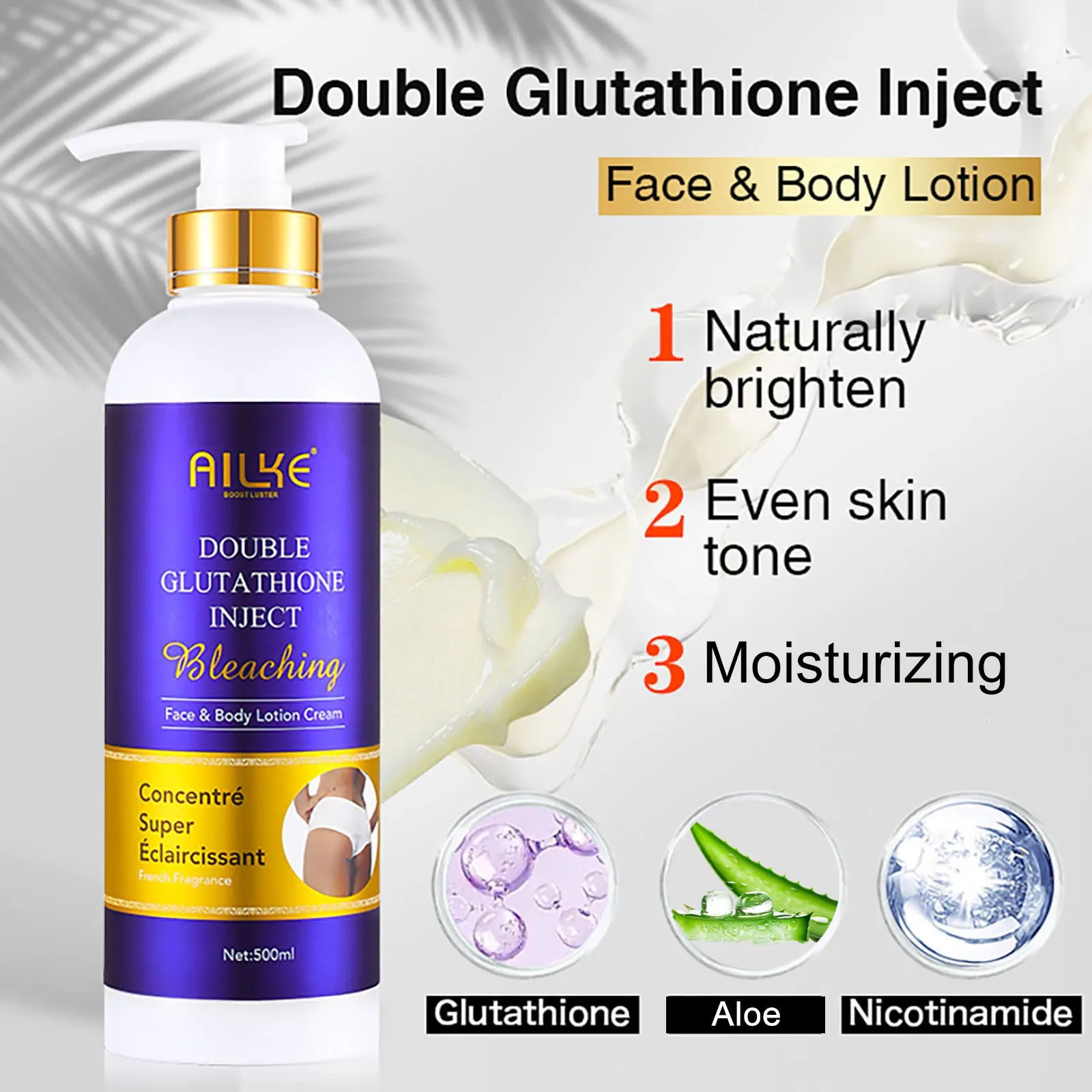AILKE Double Glutathione Whitening Daily Skin Care, Clean Skin, Lightening, Even Toning, Remove Melanin, For All Skin Types