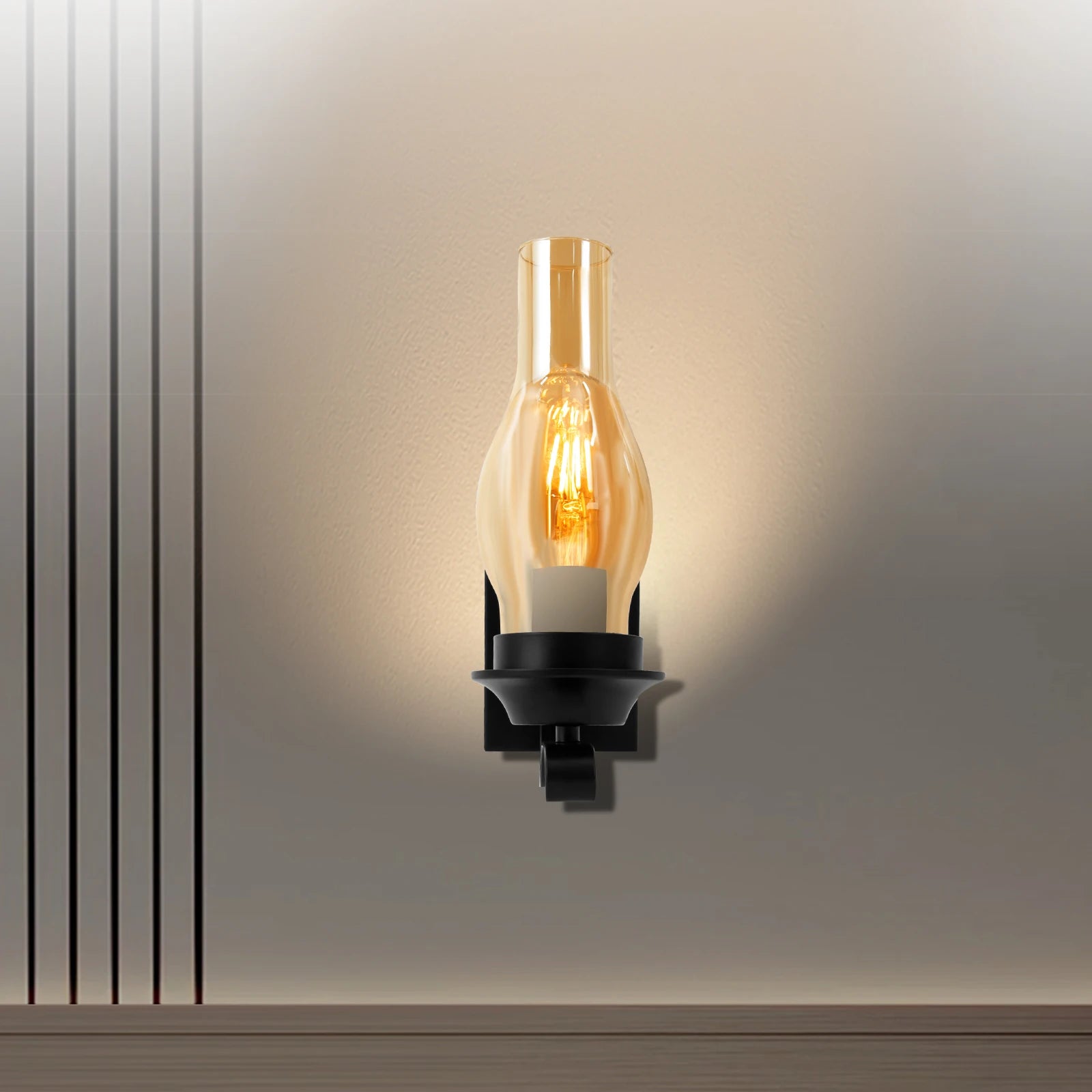 Wall Light with E27 Lamp Holder, Iron and Glass Construction, Soft Lighting, Dimmable Design, Retro Style for Home Decor