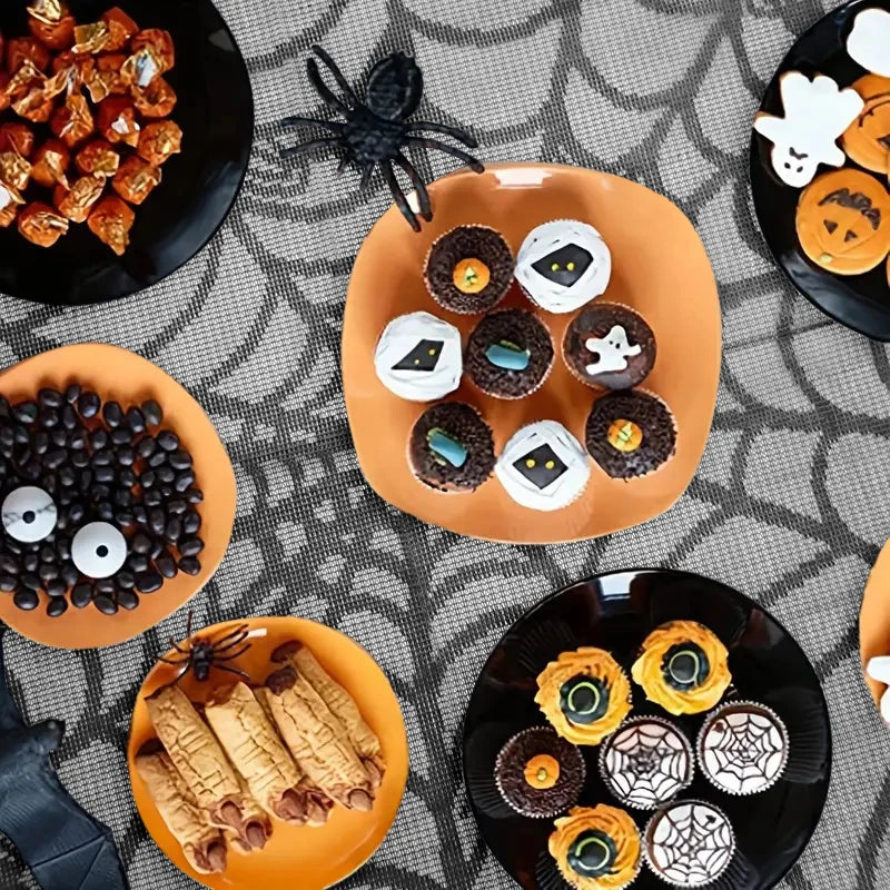 1 pcs of Halloween lace tablecloth spider web skull pattern rectangular shape for party decoration haunted house pumpkin design