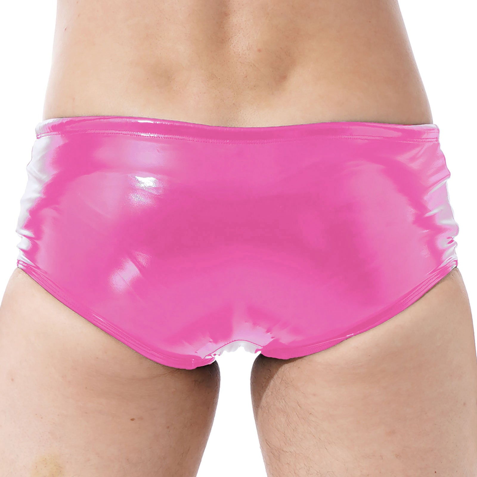 Men Swimming Trunks Wet Look Patent Leather Shorts Short Pants Low Rise Drawstring Boxer Shorts Beach Swimwear Party Clubwear