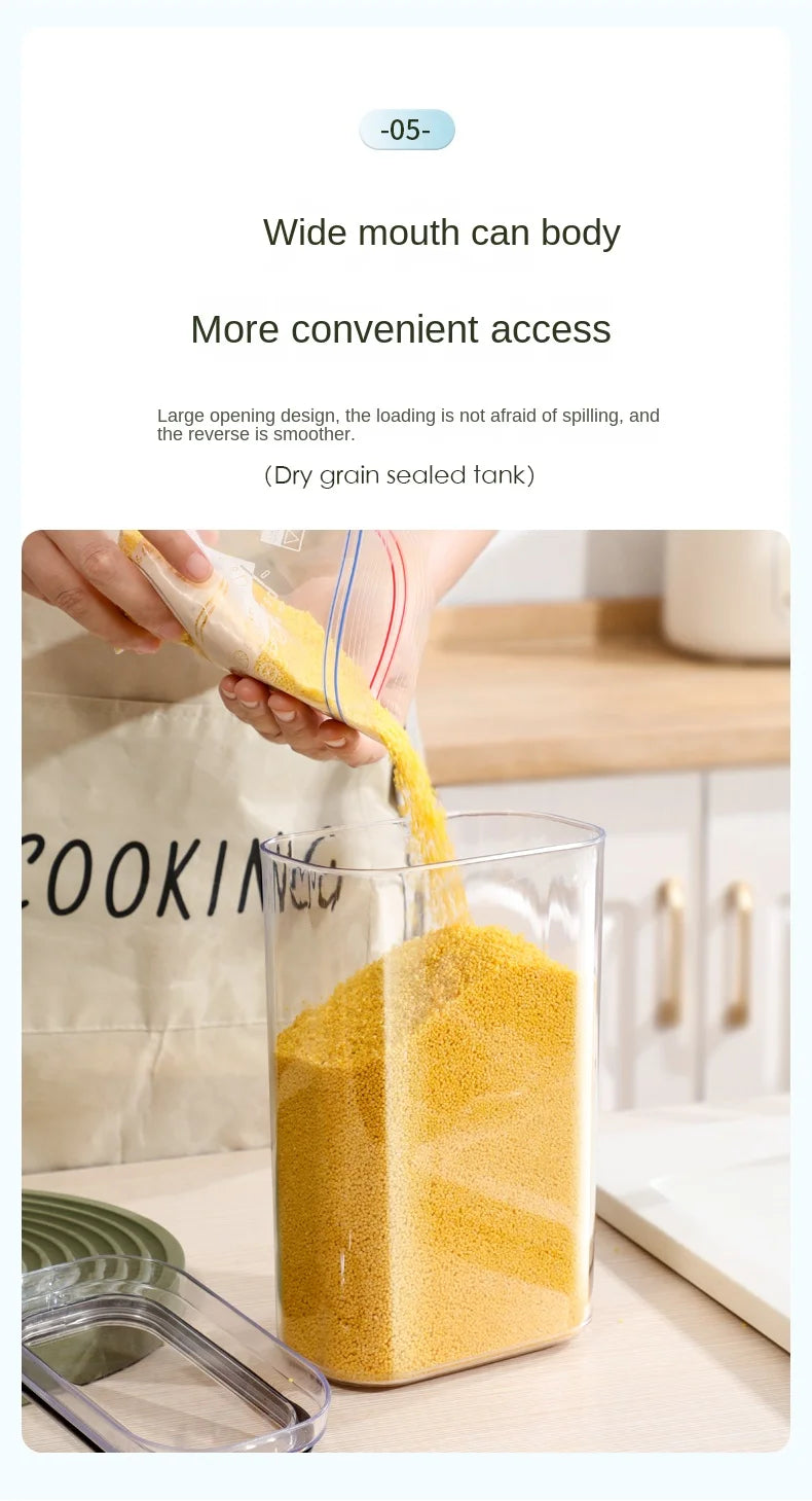 Large Capacity Sealed Jar Kitchen Cabinet Organizer Grain Soybean Nuts Storage Refrigerator Crisper Strong Plastic Sealed Tank