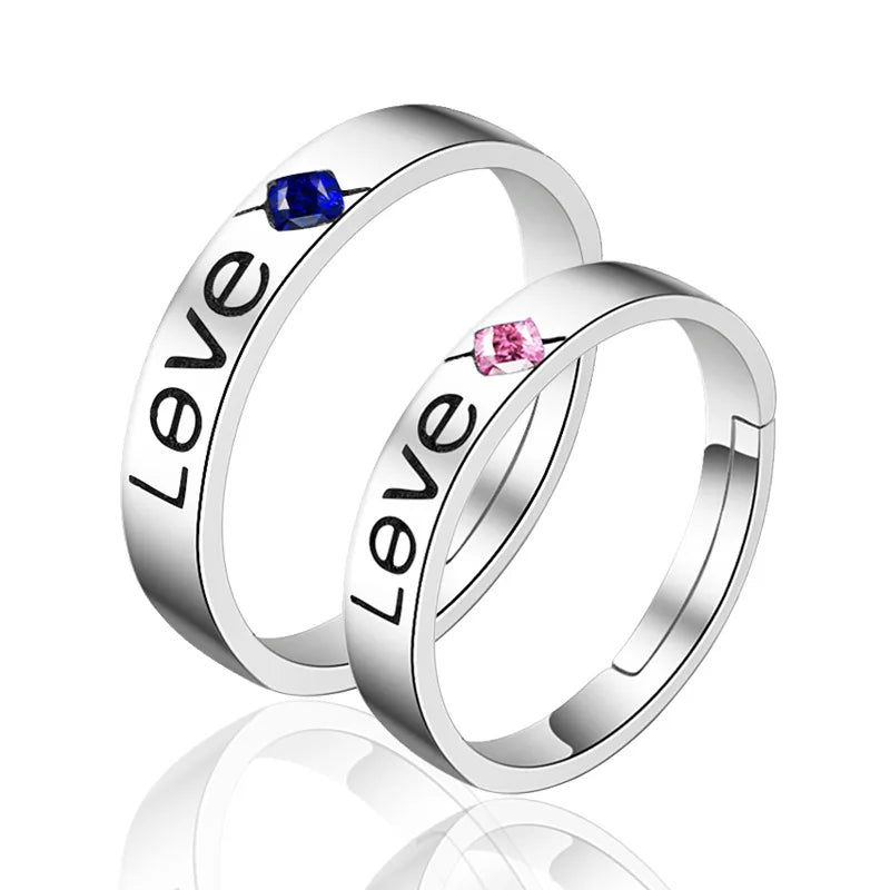 Classic Couple Rings For Men Women CZ Stone Trendy Wedding Lovers' Ring Jewelry Romantic Valentine's Day Present Ring Accessory