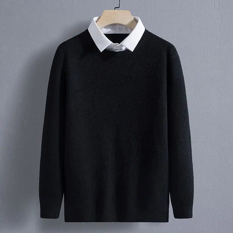 Men's Clothing Autumn Winter Long Sleeve New Tops T-Shirts Round Neck Fashion New Comfortable Solid Color Sweaters