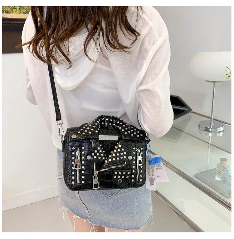 Fashion Jacket Design Crossbody Bag Rivet Clothes Shape Women Handbag Purse Brand Designer Lady Shoulder Bags Luxury Women's Bag