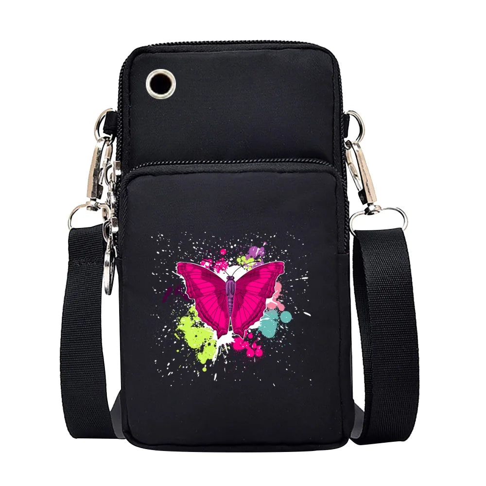Universal Mobile Phone Bag Iphone 13 Huawei Shoulder Cross-body Package Women Sport Pouch Unisex Arm Wrist Bags Butterfly Print