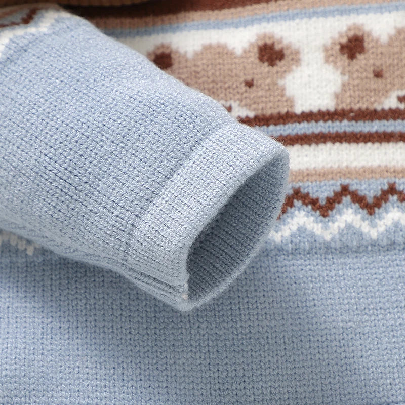 Baby Romper Knitted Toddler Kid Clothes 0-9M Infant Overalls Cute Bears Newborn Boys Girls Jumpsuit Long Sleeve Foot Wrap Autumn
