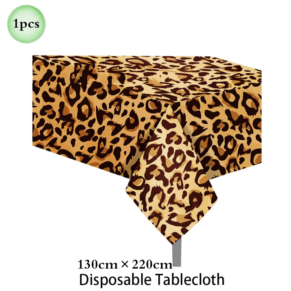 Woodland Animal Print Tablecloth Disposable Plates Napkins Cups Kids Jungle Safari Birthday Party Table Decoration & Accessories