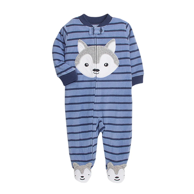 Newborn Baby Boy Girl Rompers Clothes Winter Pajamas Zipper Fleece Fall Infants Outfit Animal Jumpsuit Clothing 0 -12 Months New
