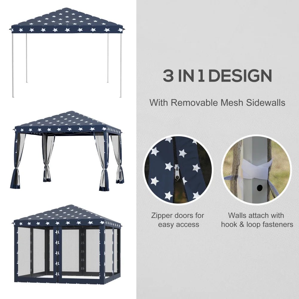 Pop Up Canopy Tent with Netting, Instant Gazebo, Ez up Screen House Room with Carry Bag, Height Adjustable, for Outdoor, Garden