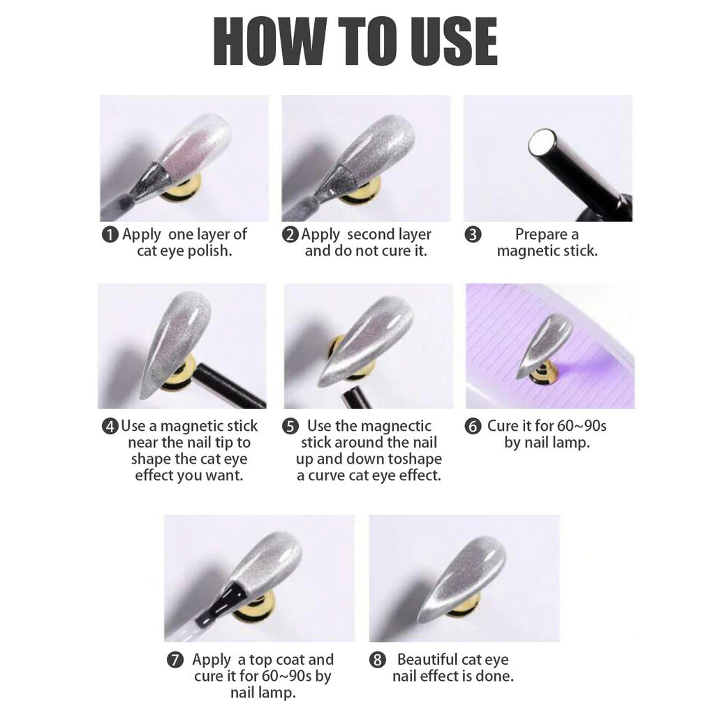 10ML 1-10PCS Sunrise Cat Eye Nail Glue Popular Winter Red Colors Silk Glass Bead Chasing Light Magnet Cat Eye Nail Polish Gel