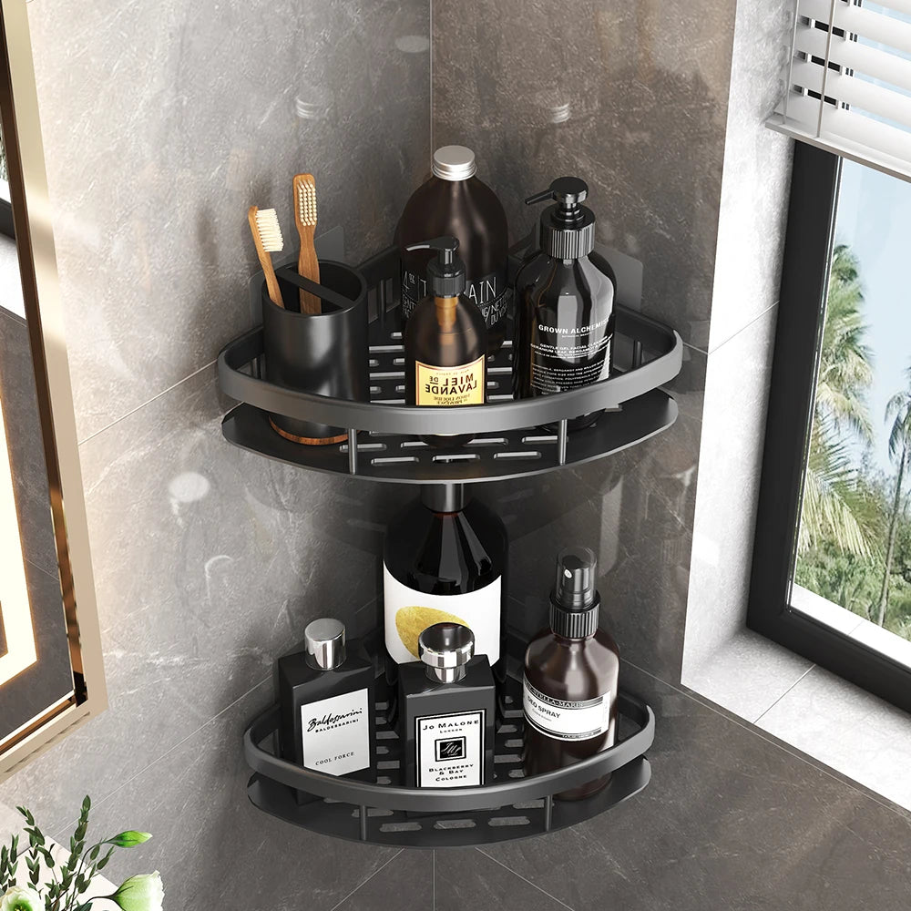 Bathroom Shelf Bathroom Towel Rack Shelves Wall Shower  Shampoo Rack No Drill Shelf Bathroom Tripod Storage Rack