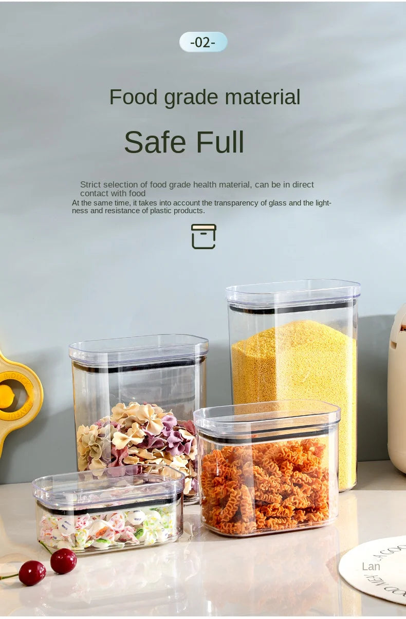 Large Capacity Sealed Jar Kitchen Cabinet Organizer Grain Soybean Nuts Storage Refrigerator Crisper Strong Plastic Sealed Tank