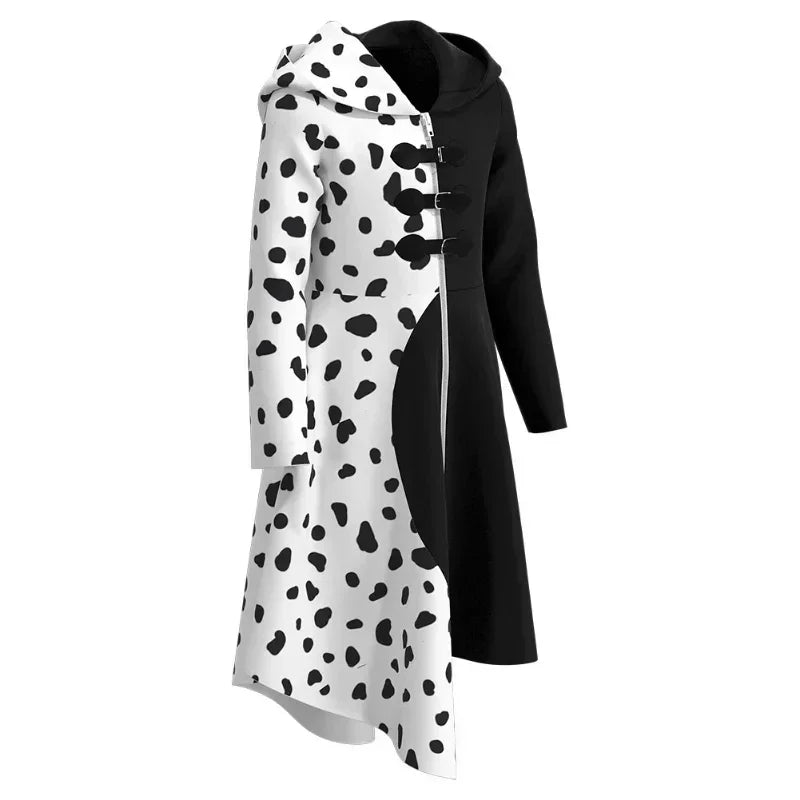 Movie Cruella Cosplay Costume Dress Outfit Cloak With Gloves Carnival Suit Cruella De  Vil Costume For Adult Party Uniform Suit