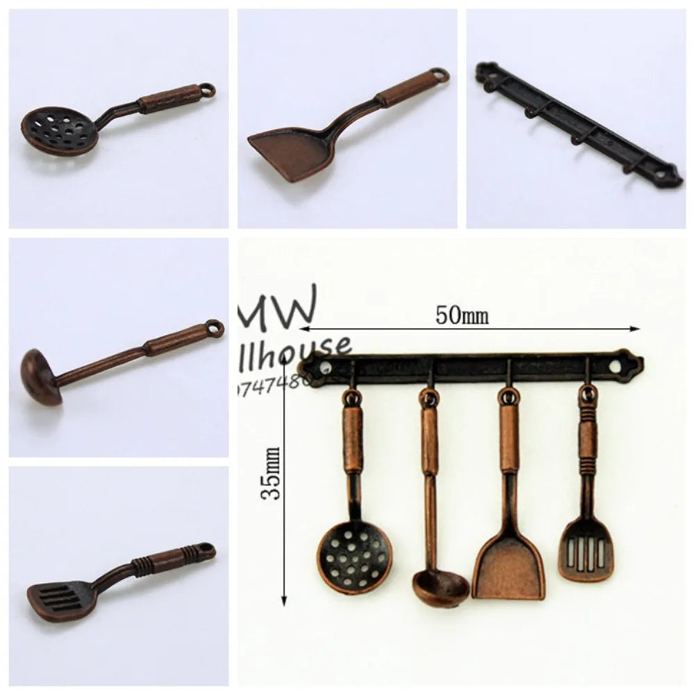 Kettle Mini Kitchen Utensils Sets Cookware 1:12 Scale Mini Kitchen Cooking Kit Alloy Doll Kitchen Set Kids Playing House Toys