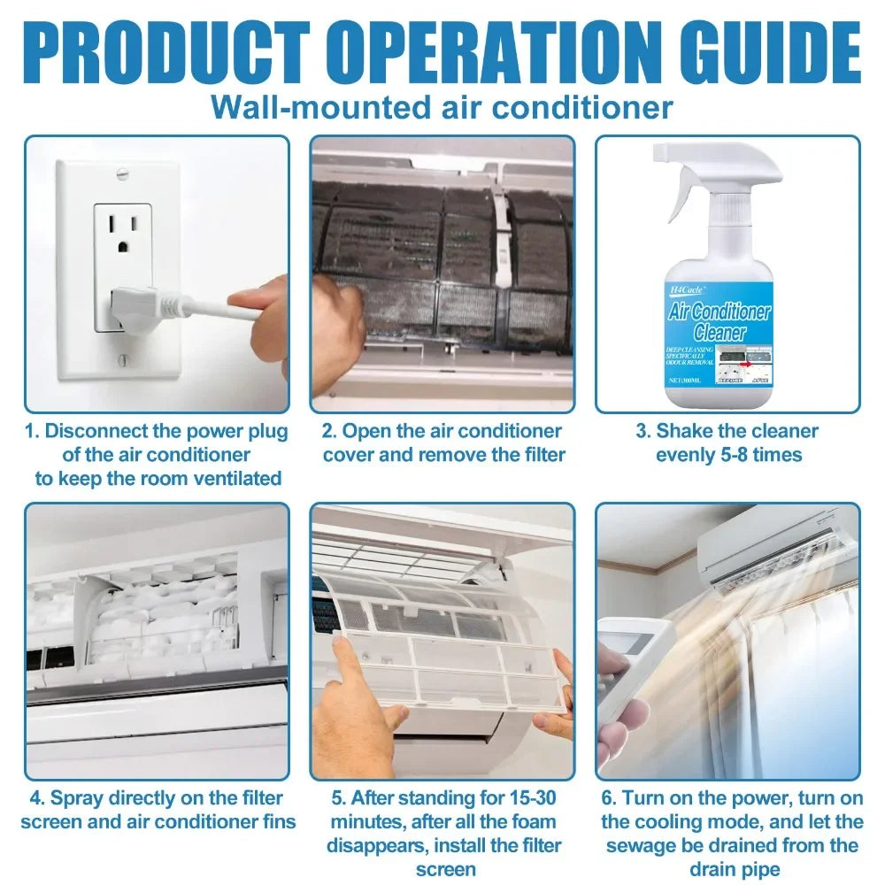 Air Conditioner Cleaning Spray Household Cleaning Products Deodorizer Radiator Cleaner Fan Cleaner Multi-Purpose Foam Cleaner