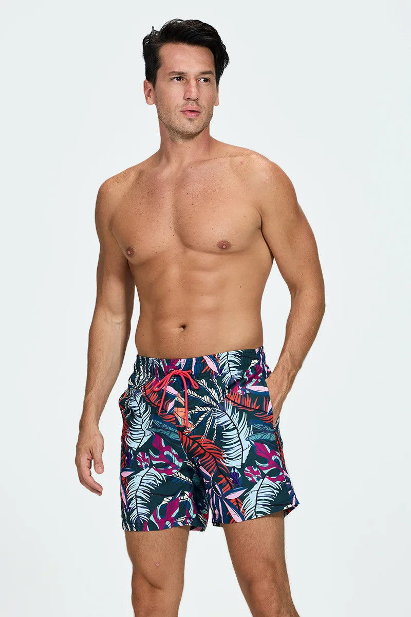 Quick-drying swimwear men beach shorts men's swimming trunks suit bath man holiday shorts quarter-print swimming trunk swimsuit