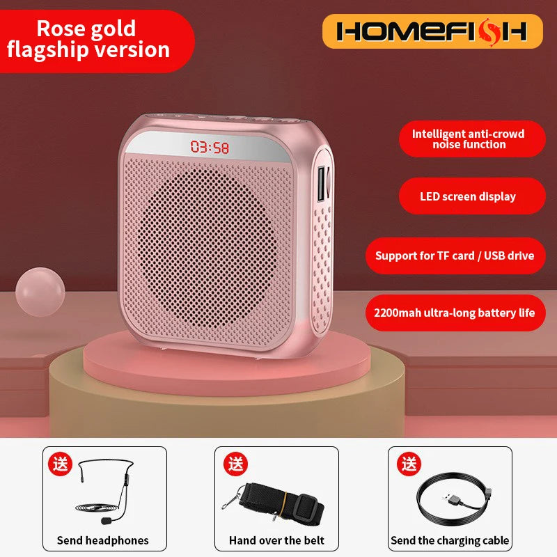 Portable speaker, voice and audio amplifier with microphone, tour guide, shopping mall hawking, teacher, teaching speaker, playe