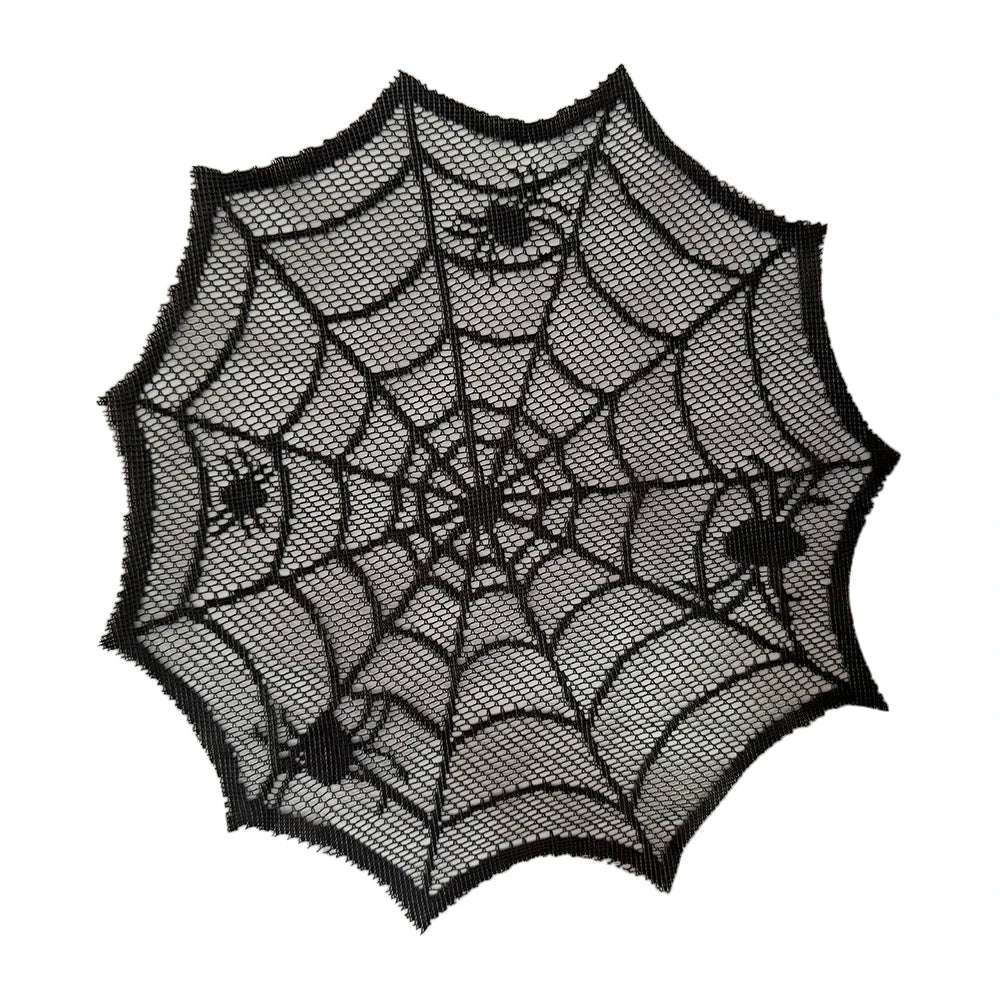 Diameter 30cm Halloween Tablecloth Black Placemat Disposable Spider Table Runner Halloween Decoration Set