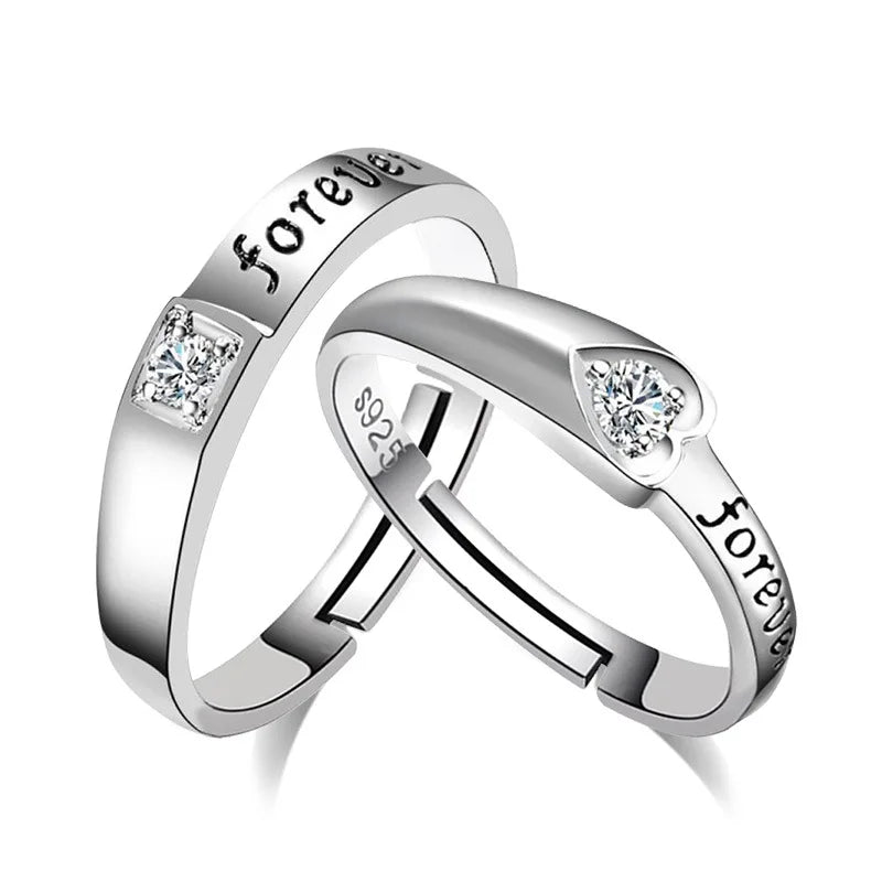 Classic Couple Rings For Men Women CZ Stone Trendy Wedding Lovers' Ring Jewelry Romantic Valentine's Day Present Ring Accessory