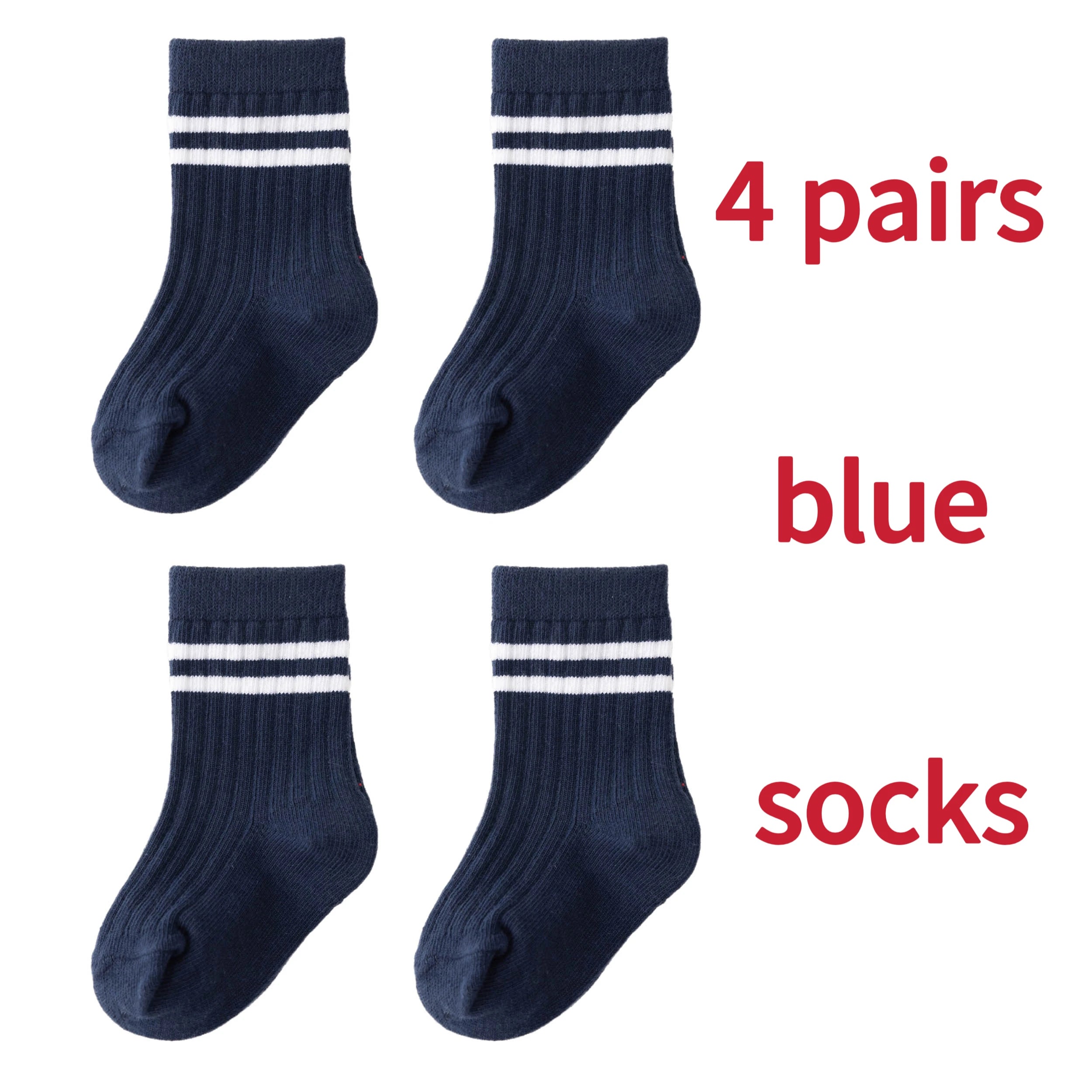 4 Pairs/set Babys Boys Striped Socks Pure Cotton Ribbed Toddler Boys Ankle Socks Pack Soft Kids Accessoies Clothes For 0-5Y Boys