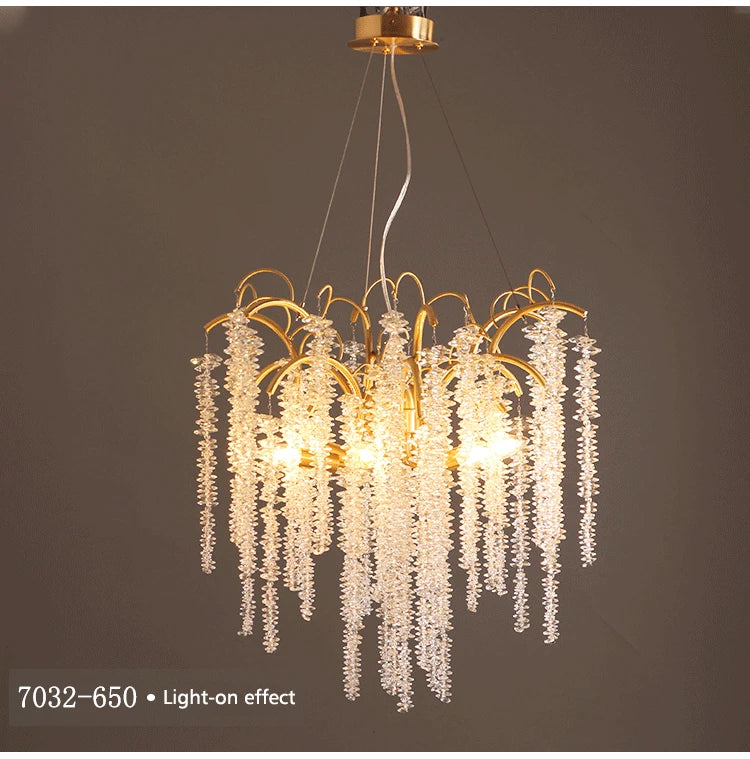 Morden LED Art Strip Crystal Ceiling Chandeliers Branch Pendant Lamp Villa Hall Hanging Light Home Decor Lustre Lighting Fixture