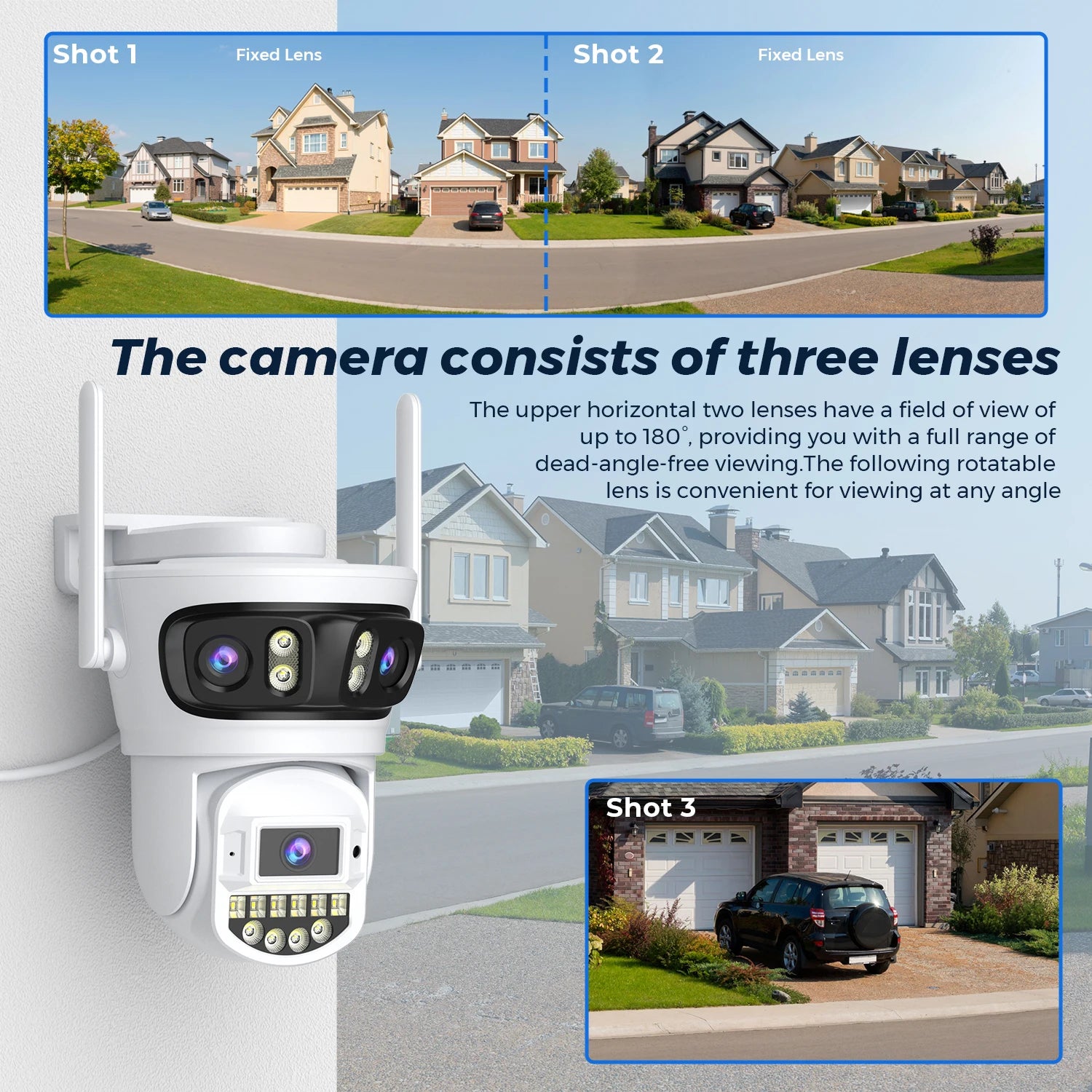 15MP HD Three Lens PTZ IP Camera Outdoor Three Screen WiFi Security Camera Auto Tracking 4K Dual Lens Wirelss CCTV Camera O-KAM