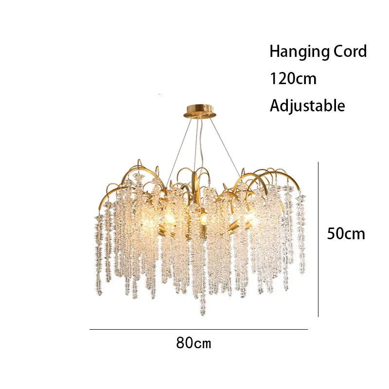 Morden LED Art Strip Crystal Ceiling Chandeliers Branch Pendant Lamp Villa Hall Hanging Light Home Decor Lustre Lighting Fixture