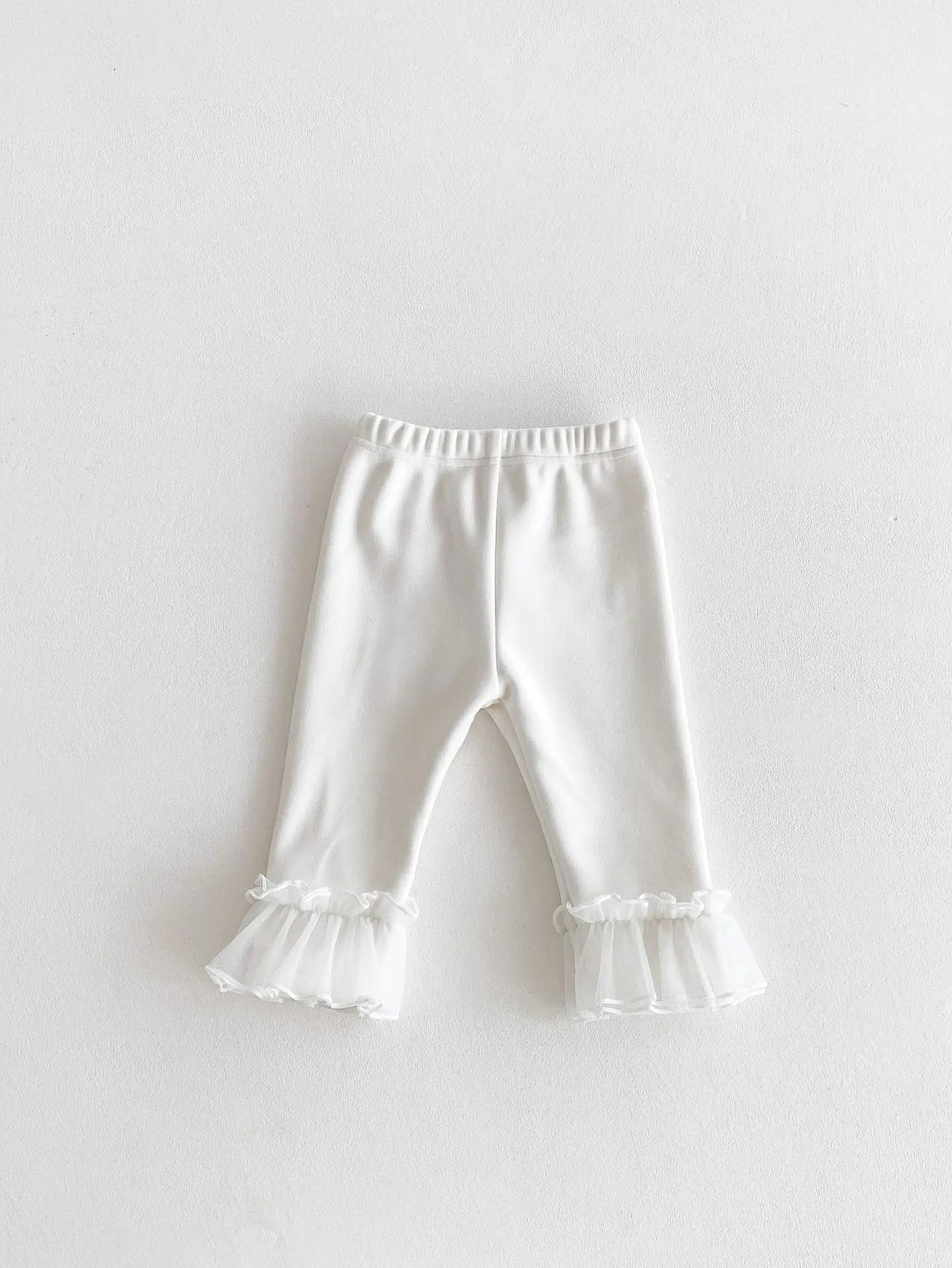Winter Baby Girl Clothes Fleece Lined Warm Pants with Lace Ruffles Cute Toddler Girl Trousers 0-3Y Kids Casual Outerwear Pants