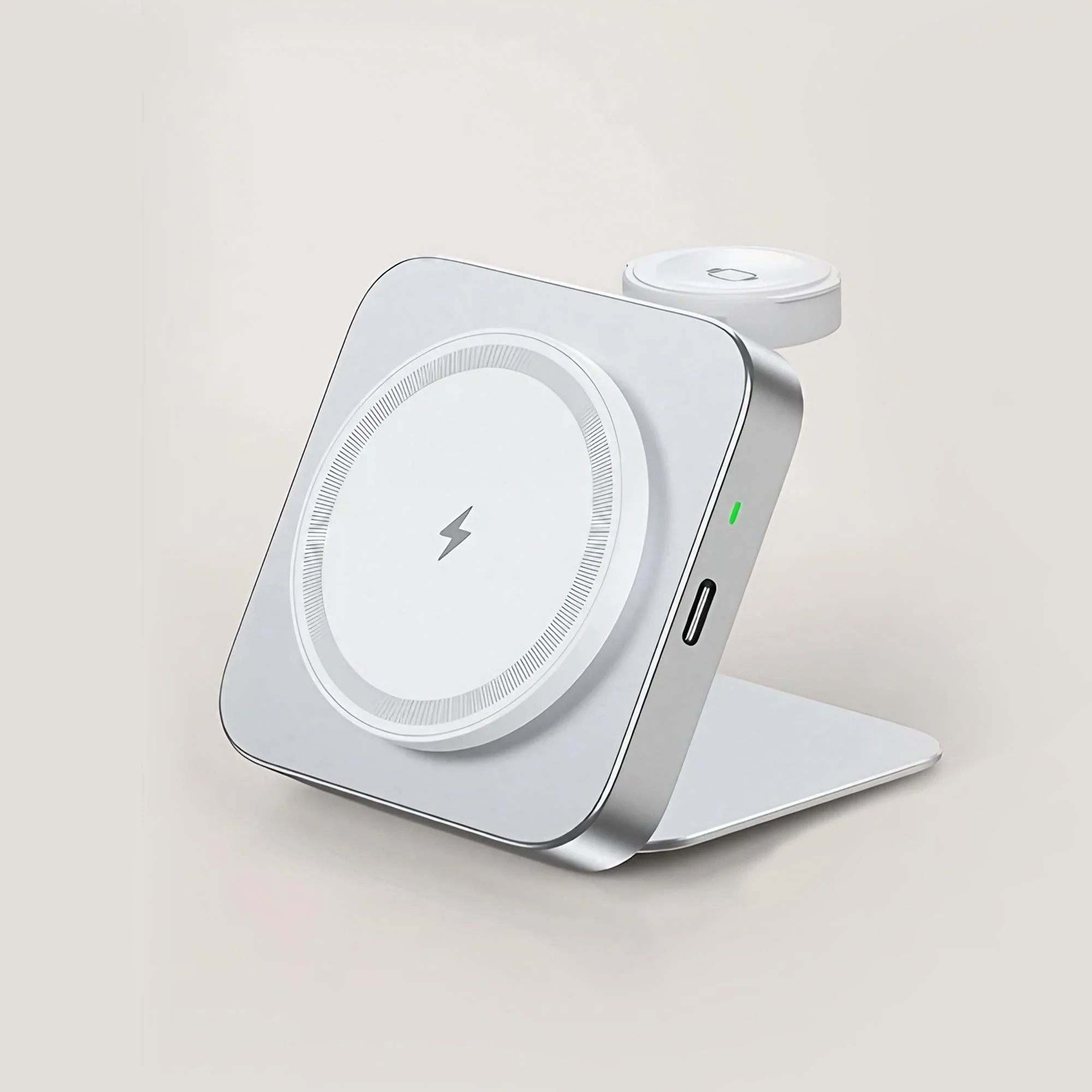15W Fast Wireless Charger Magnetic 2 in 1 Foldable Wireless Charging Station Fast Charging Phone Stand Portable Aluminum Magneti