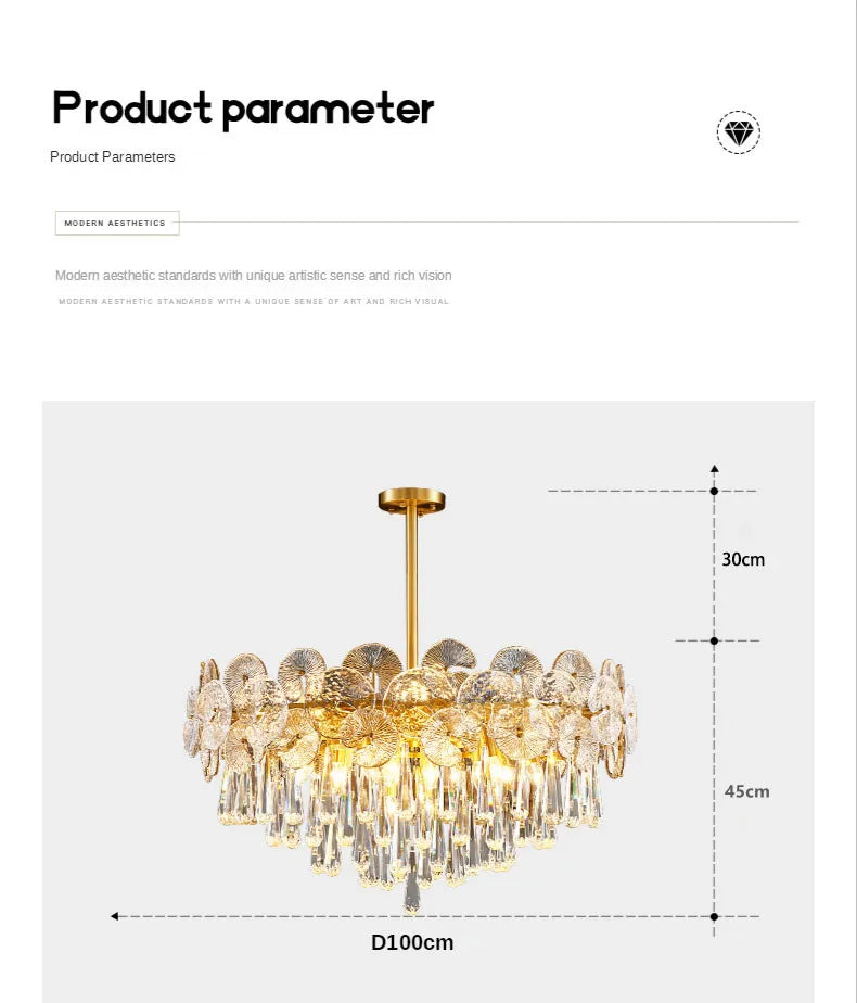 Nordic Luxury Living Room Lotus Pendant Lamp 2024 Modern Crystal Chandeliers Bedroom Restaurant Hotel Home Decor Lustre Fixtures