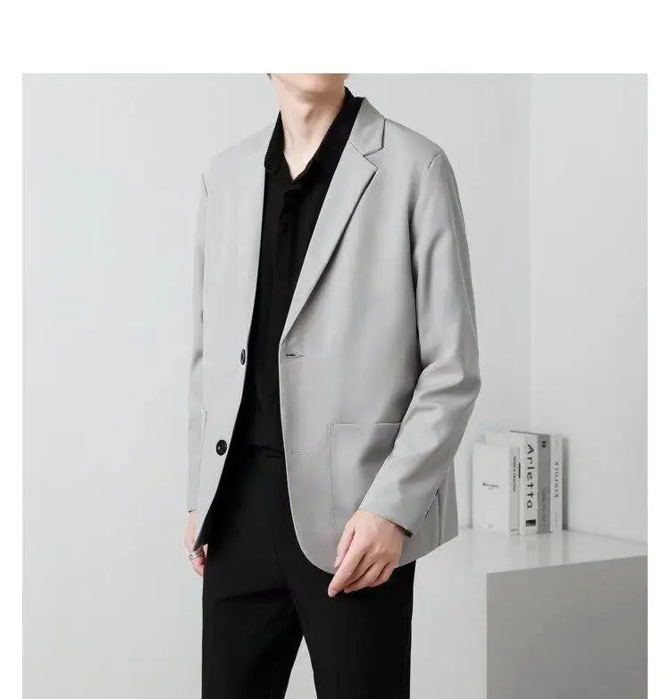 Men Suit Jackets Blazer Coat Slim Fit Smart Casual Autumn New Fashion Clothing Two Buttons Solid Color Korean Black/Khaki/Coffee