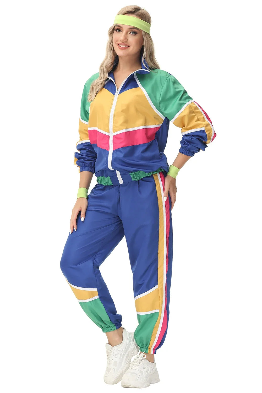 Couples Hippie Costumes for Women Men 80s 90s Retro Sportwear Hippie Disco Cosplay Costume Halloween Party Role Playing Clothes