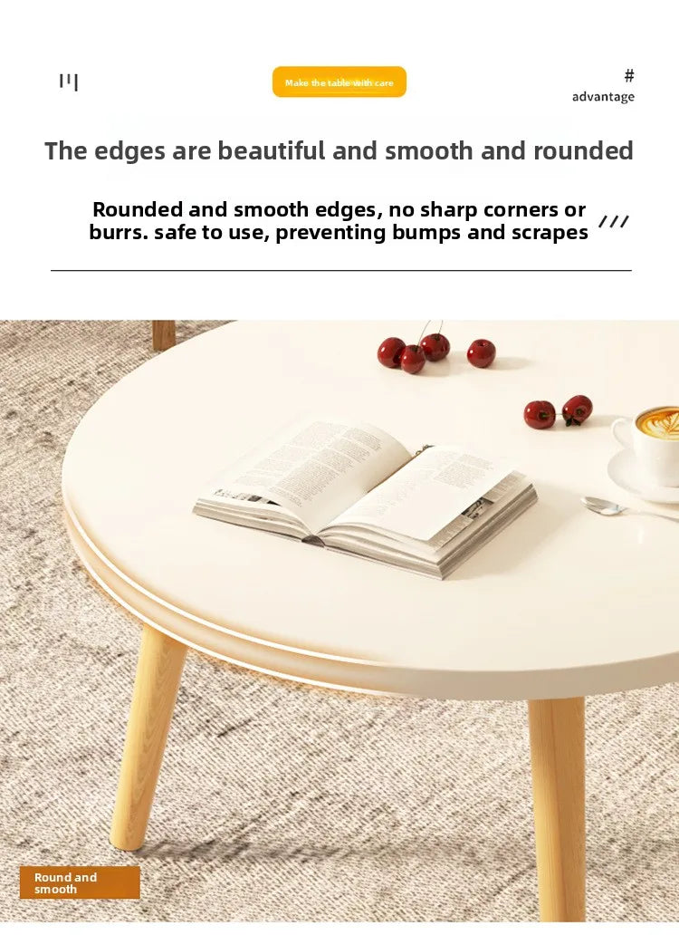 Small Table, Bedroom, Light Luxury Table, Modern Coffee Table, Living Room, Simple Small Round Table, Solid Wood