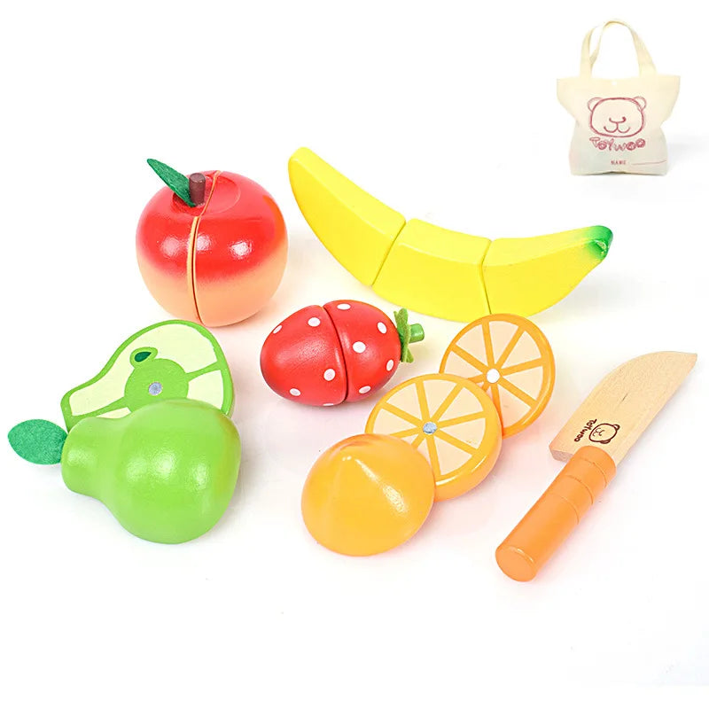 Wooden Pretend Play Food Kitchen Toys Classic Cutting Cooking Set Kids HousePlay Educational Imitation Game Toys for Girls Boys