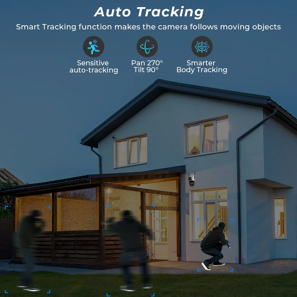 8MP 4K Dual Lens PTZ IP Camera Outdoor Ai Human Detection CCTV Security Camera Color Night Vision Wifi Surveillance Camera ICsee