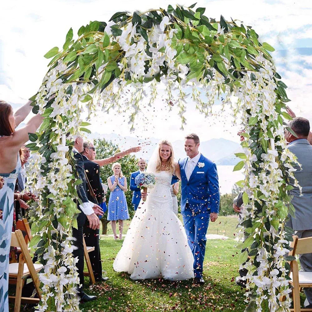 2/4pc 1.8M Wisteria Artificial Flowers Vine Garland Plants Wedding Arch Decoration Fake Plant Leaf Rattan Trailing Wall Flower