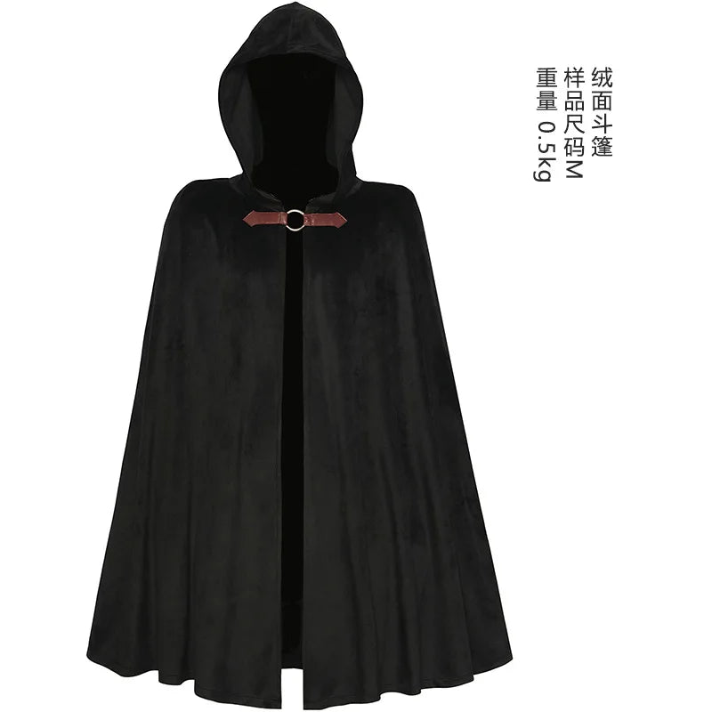Halloween Festival Costumes Solid Long Robe Cosplay Costumes Abayas Hooded Punk Style Cloak Medieval Gothic Cape Novelty