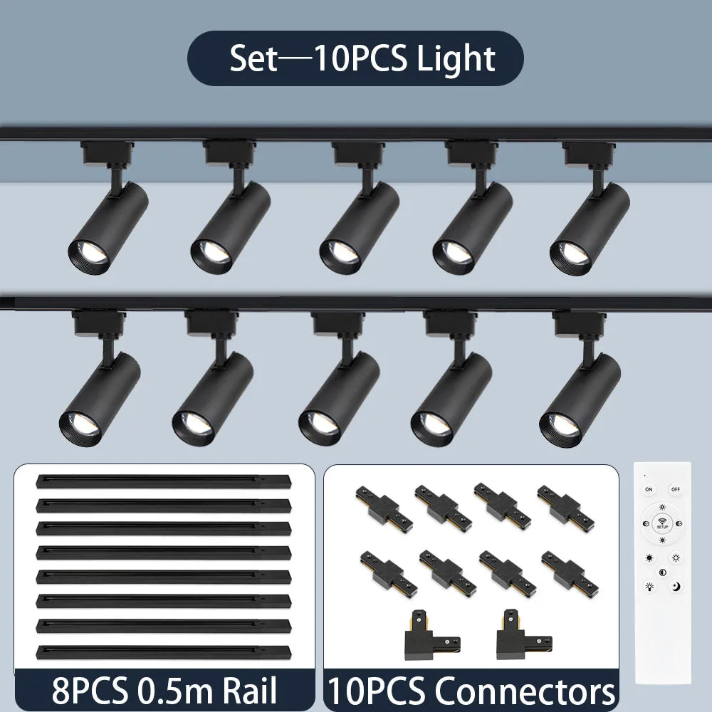 Dimmable Track Light with Remote Control Led Spot Lights 110V 220V Ceiling Lamp for Living Room Bedroom Kitchen Linear Lighting