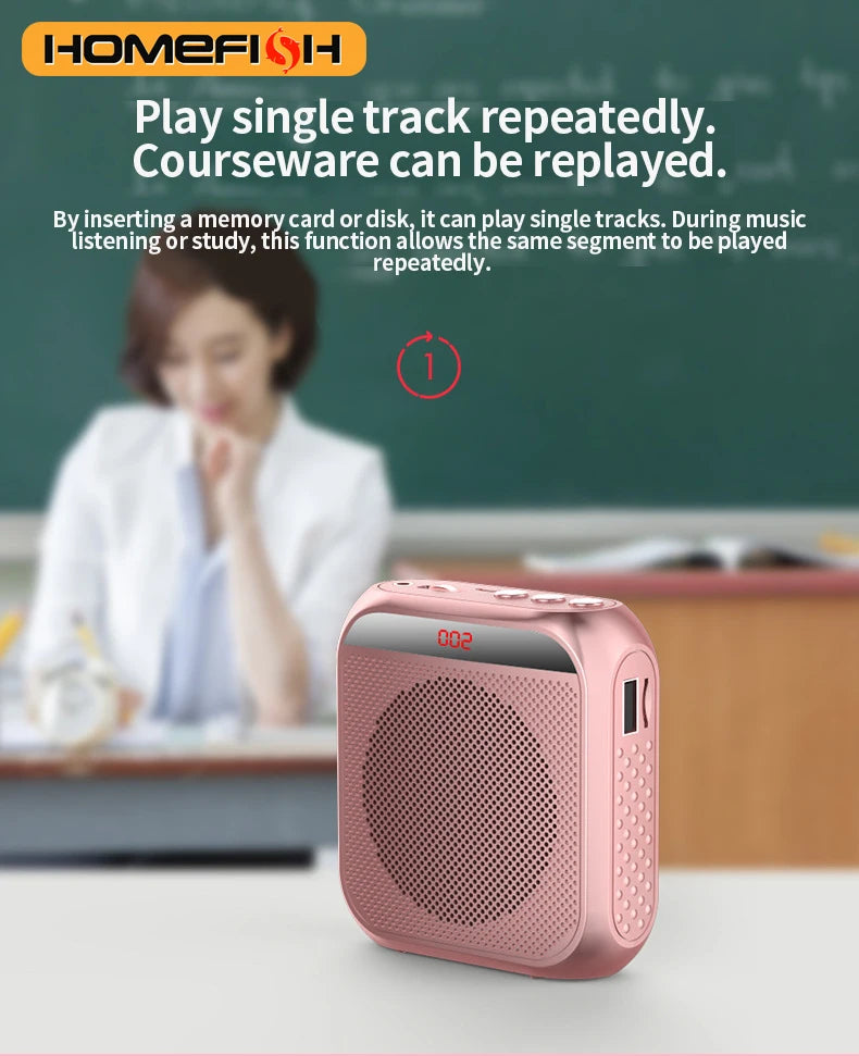Portable speaker, voice and audio amplifier with microphone, tour guide, shopping mall hawking, teacher, teaching speaker, playe