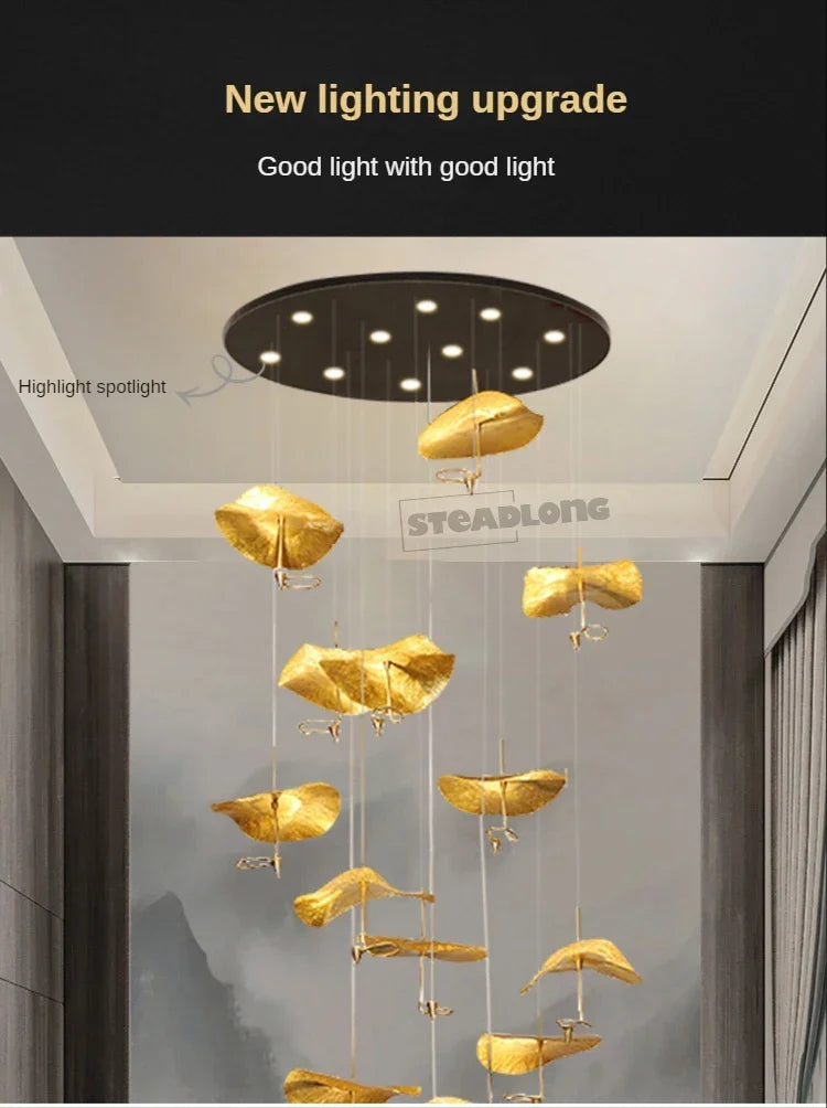 Nordic Modern LED Ceiling Chandelier for Living Dining Room Staircase Pendant Lamp Home Decor Lighting Suspension Design Fixture