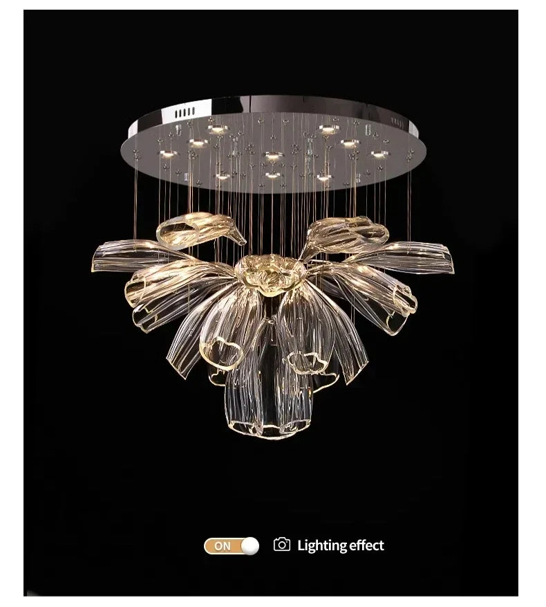 Italian Creative Petal Glass Pendant Lamp Modern Chandelier For Living Room BedroomKitchen Luxury Home Decor Lustre Hanging Lamp
