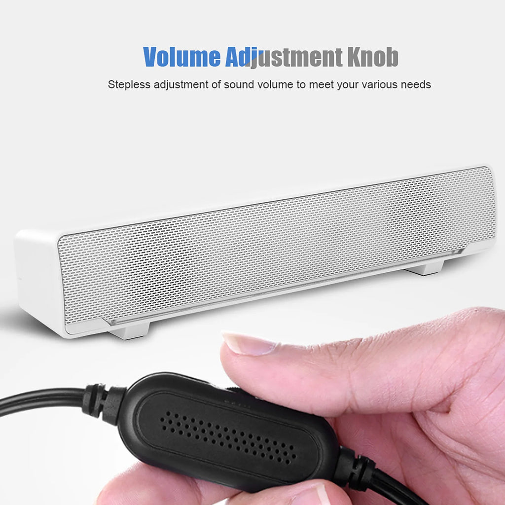 Portable Stereo Soundbar USB Wired Speaker Music Player Bass Surround Sound Box 3.5mm Input for TV PC Laptop Home Theater System
