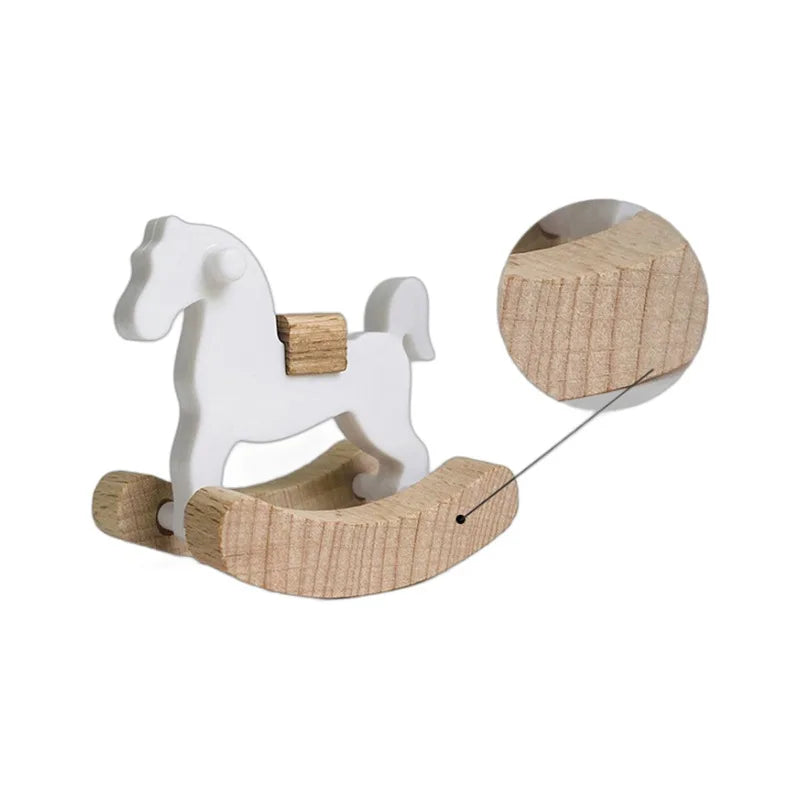 Dollhouse Wooden Horse Rocking Horse 1:12 Dollhouse Ornaments Mini Wooden Horse Model Fairy Garden Doll Decorative Accessories