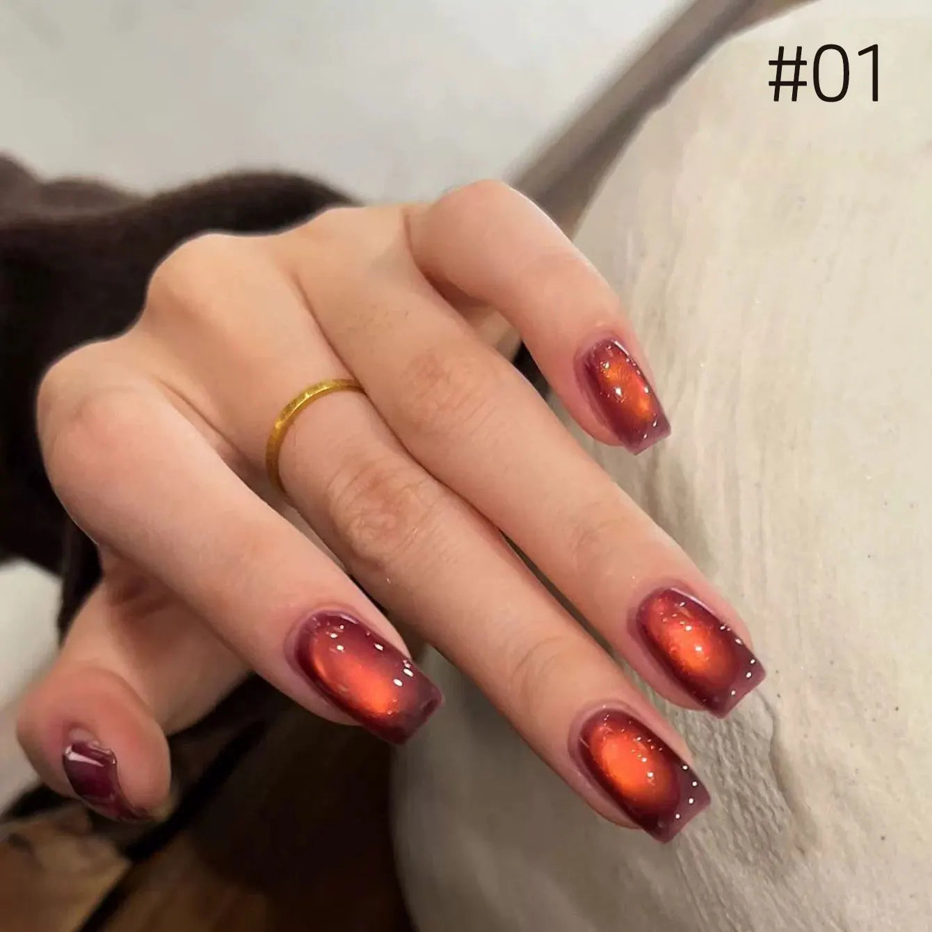 10ML 1-10PCS Sunrise Cat Eye Nail Glue Popular Winter Red Colors Silk Glass Bead Chasing Light Magnet Cat Eye Nail Polish Gel