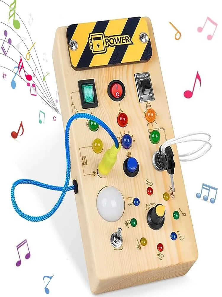 Kids Early Education Toys Electronic Led Light Baby Wooden Sensory Busy Board Montessori  For Toddler Christmas Gifts