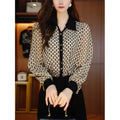 Women's Clothing Retro Floral Shirt Slimming Versatile for Spring and Summer Blouses